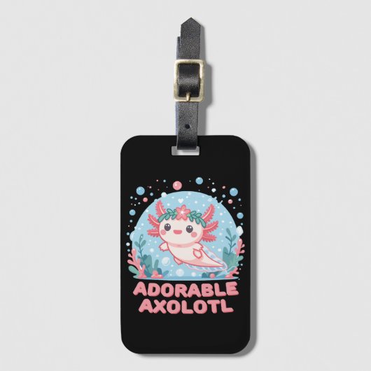 Étiquette À Bagage Adorable Axolotl Cutesse aquatique (Devant Vertical)