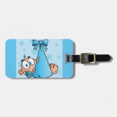 Étiquette À Bagage Adorable Baby Boy avec Pacifier dans une fronde (Devant horizontal)