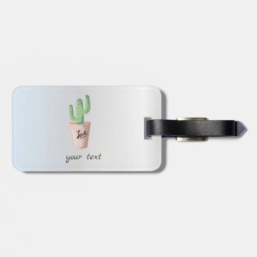 Étiquette À Bagage Adorable Cactus, Argent (Dos horizontal)