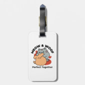 Étiquette À Bagage Adorable chat et chien Hug - Meow & Woof Design (Dos Vertical)