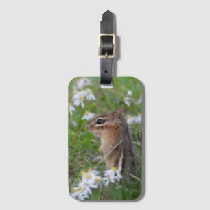 Étiquette À Bagage Adorable Chipmunk en fleurs