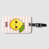 Étiquette À Bagage Adorable Citron jaune mignon Personnalisé (Devant Horizontal)