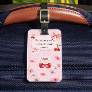 Étiquette À Bagage Adorable Coquette Rose Fleur de Cerisier Personnal
