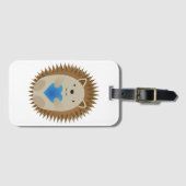 Étiquette À Bagage Adorable Hérisson embrassant un Coeur Bleu (Devant Horizontal)