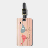 Étiquette À Bagage Adorable Mignonne Oiseaux Sur Les Bandes (Devant Vertical)