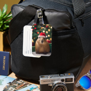 Étiquette À Bagage Adorable Noël Capybara,