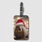Étiquette À Bagage adorable Noël Wombat, (Devant Vertical)