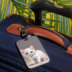 Étiquette À Bagage adorable petit chaton blanc