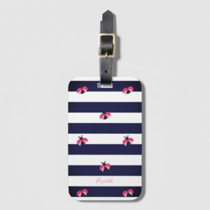 Étiquette À Bagage Adorable rayée,Coccinelle -Personnalisé