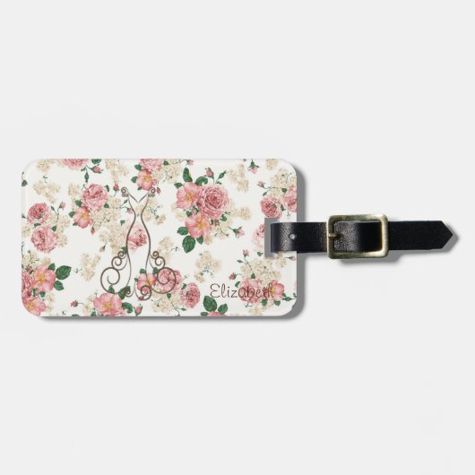 Étiquette À Bagage Adorable robe élégante, Motif Floral Personnalisé (Devant horizontal)