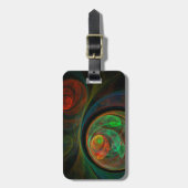 Étiquette À Bagage Adresse Art Abstrait vert de renaissance (Devant Vertical)