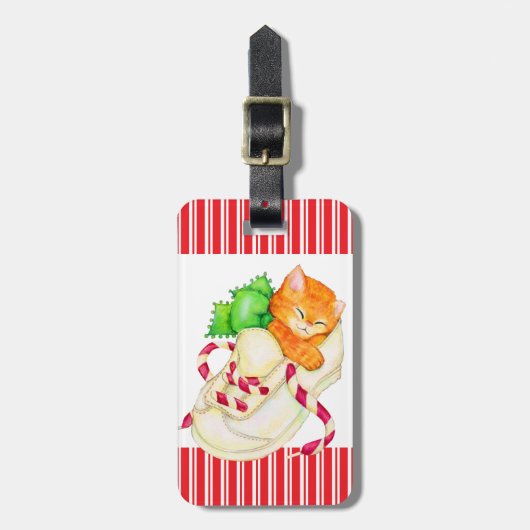 Étiquette À Bagage Adresse du nom du chat étiquette de bagage de noël (Devant Vertical)