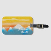 Étiquette À Bagage Adventure Await Mountain Sunset (Devant Horizontal)