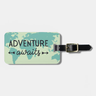 Étiquette À Bagage Adventure Await World Map
