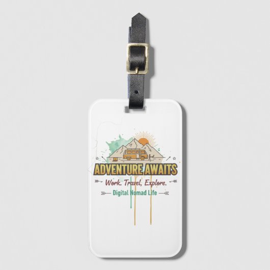 Étiquette À Bagage Adventure Awaits  (Devant Vertical)