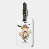 Étiquette À Bagage Adventure Explorer Kid Running from Bats (Devant Vertical)