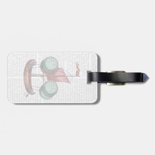 Étiquette À Bagage Aéronef À Ballon À Air Chaud À Voile Rouge (Dos horizontal)