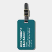 Étiquette À Bagage Aérospatiale - Drôle ingénieur cadeau (Devant Vertical)