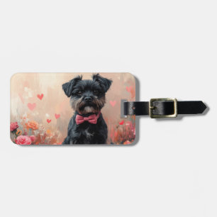 Étiquette À Bagage Affenpinscher avec Rose - Saint Valentin