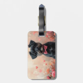 Étiquette À Bagage Affenpinscher avec Rose - Saint Valentin (Dos Vertical)