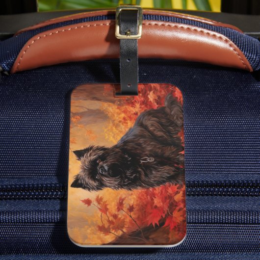Étiquette À Bagage Affenpinscher en automne Feuilles automne Inspiré (Insitu Rectoal 2)