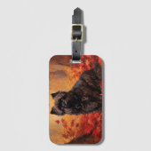 Étiquette À Bagage Affenpinscher en automne Feuilles automne Inspiré (Devant Vertical)