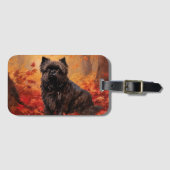 Étiquette À Bagage Affenpinscher en automne Feuilles automne Inspiré (Devant Horizontal)