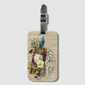 Étiquette À Bagage affiche d'anatomie du cerveau floral médical (Devant Vertical)