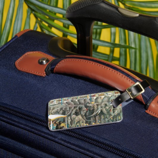 Étiquette À Bagage Affiche De Cirque D'Éléphants Et D'Animaux En Cage (Insitu Rectoal 3)