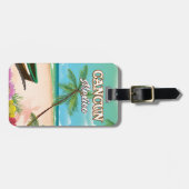 Étiquette À Bagage Affiche de plage de Cancun au Mexique (Devant horizontal)