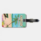 Étiquette À Bagage Affiche de plage de Cancun au Mexique (Dos horizontal)