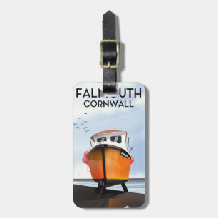 Étiquette À Bagage Affiche de voyage bateau de pêche Falmouth Cornoua