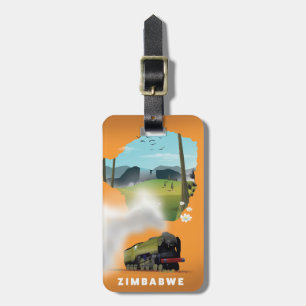 Étiquette À Bagage Affiche de voyage illustrée de la carte du Zimbabw