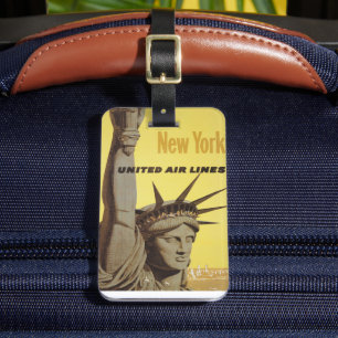 Étiquette À Bagage Affiche De Voyage Pour New York, United Air Lines