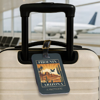 Étiquette À Bagage Affiche de voyage rétro personnalisée Phoenix Ariz