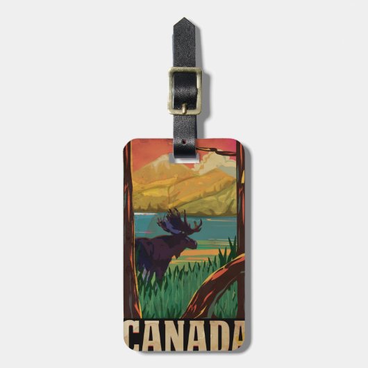 Étiquette À Bagage Affiche de voyage vintage Canada (Devant Vertical)