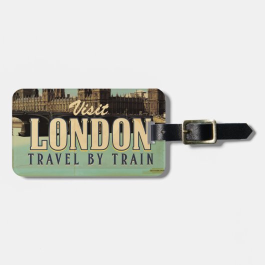 Étiquette À Bagage Affiche vintage de Londres (Devant horizontal)