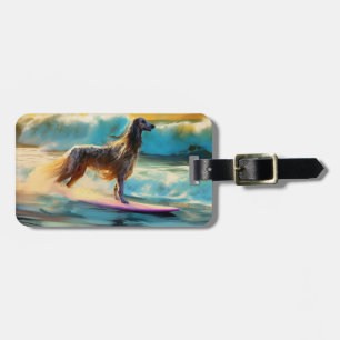 Étiquette À Bagage Afghan Hound Beach Surf Peinture