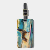 Étiquette À Bagage Afghan Hound Beach Surf Peinture (Devant Vertical)