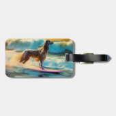 Étiquette À Bagage Afghan Hound Beach Surf Peinture (Dos horizontal)