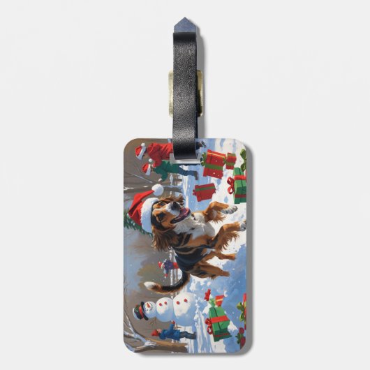 Étiquette À Bagage Afghanistan Hound Festive Snow Scene (Dos Vertical)