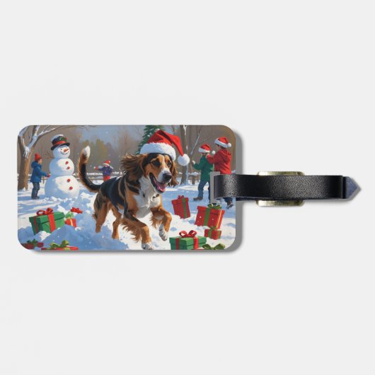 Étiquette À Bagage Afghanistan Hound Festive Snow Scene (Dos horizontal)