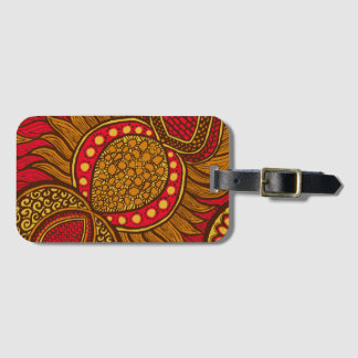Étiquette À Bagage Africain Ankara Red Global Floral Bagage