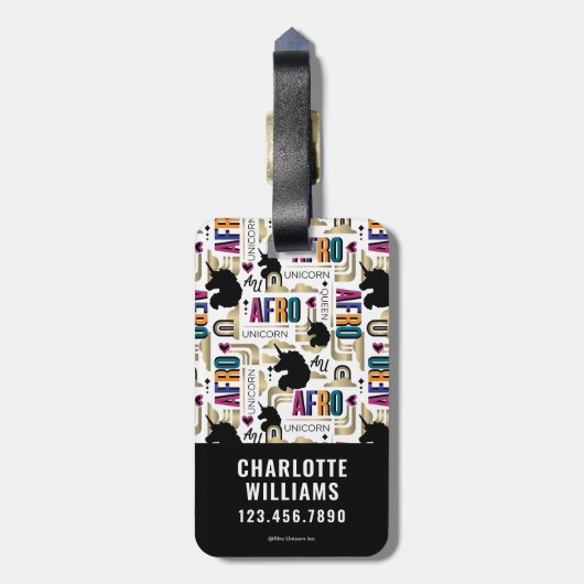 Étiquette À Bagage Afro Unicorn Bold Motif (Dos Vertical)