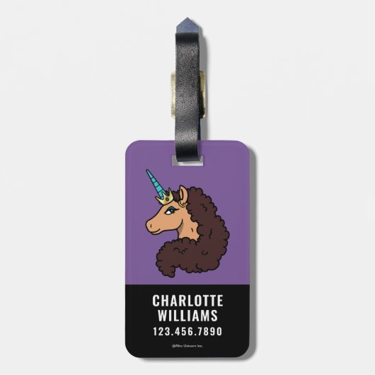 Étiquette À Bagage Afro Unicorn | Divin (Dos Vertical)
