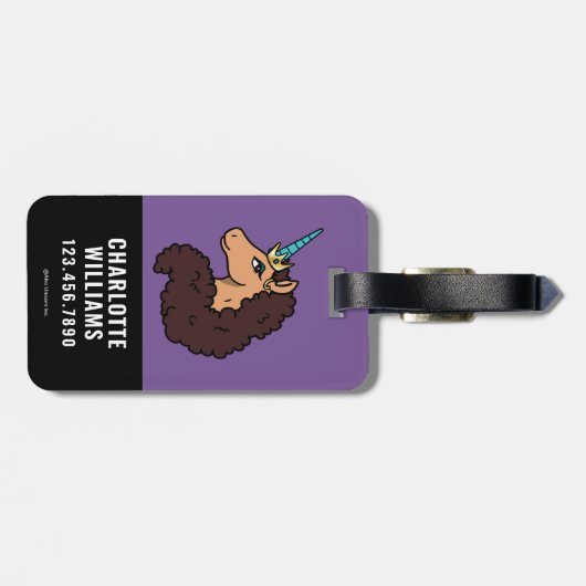 Étiquette À Bagage Afro Unicorn | Divin (Dos horizontal)