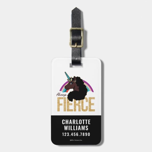 Étiquette À Bagage Afro Unicorn | Magique - Toujours fière (Devant Vertical)