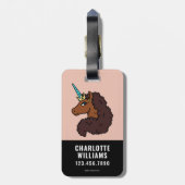 Étiquette À Bagage Afro Unicorn | Unique (Dos Vertical)
