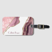 Étiquette À Bagage Agate De Broussage rose Et De Parties scintillant  (Devant Horizontal)