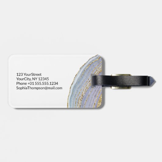 Étiquette À Bagage Agate de code moderne Gold Lavender - Balise de ba (Dos horizontal)
